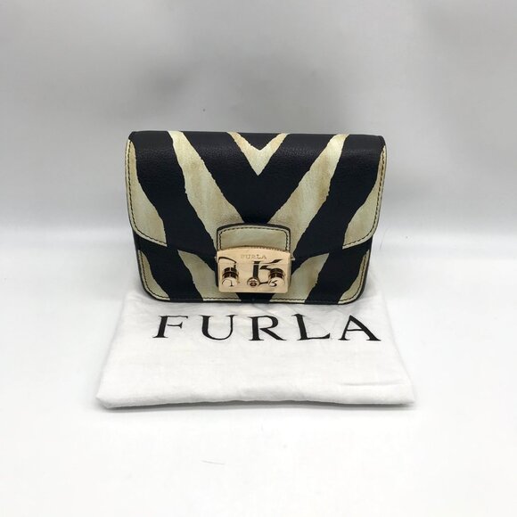 Furla Black Zebra Print Metropolis Crossbody Bag - Picture 10 of 11